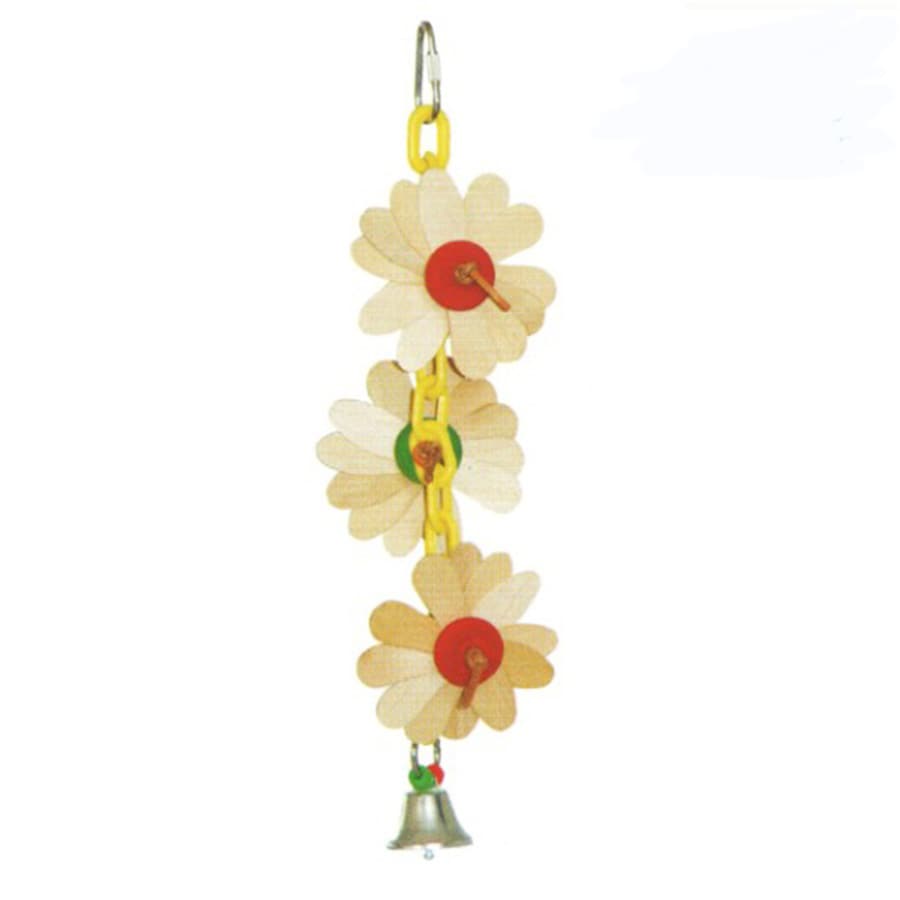 A&e HB01273 Wooden Flower on Chain with Bell