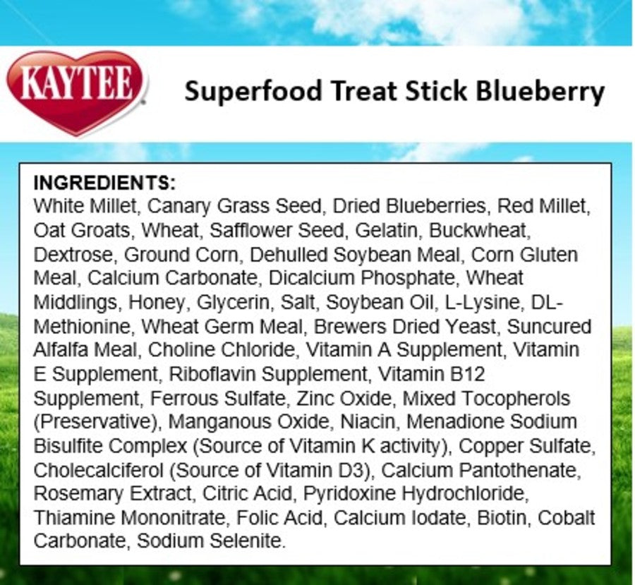 Kaytee Avian Superfood Treat Stick Blueberry 5.5 oz