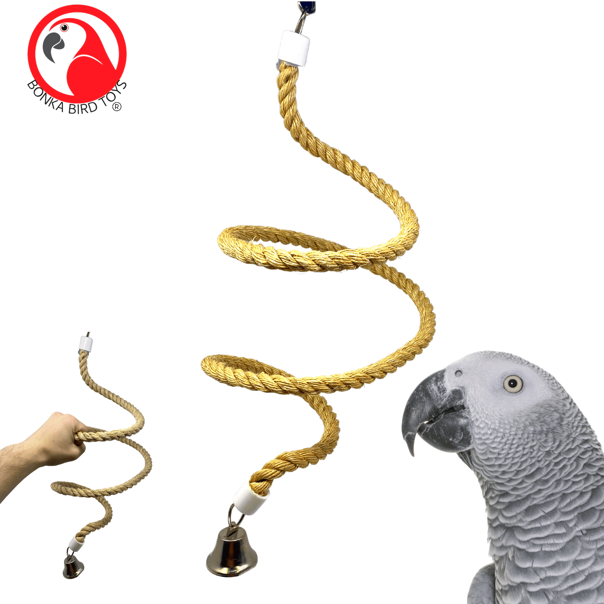 Bonka Bird Toys 1579 Medium Sisal Rope Boing Coil Swing